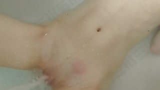 Clit sprayed with hard water stream  loud orgasm