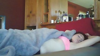 Spying on sleeping sister's wet dream, gropes herself in sleep