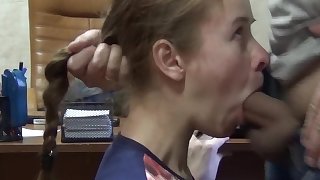 Russian amateur schoolgirl facefuck! Fuck her teeny mouth!