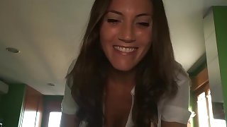 Schoolgirl roommate caught me masturbating and I fucked her