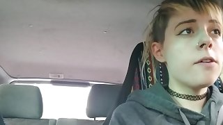 In public with vibrator and having an orgasm while driving